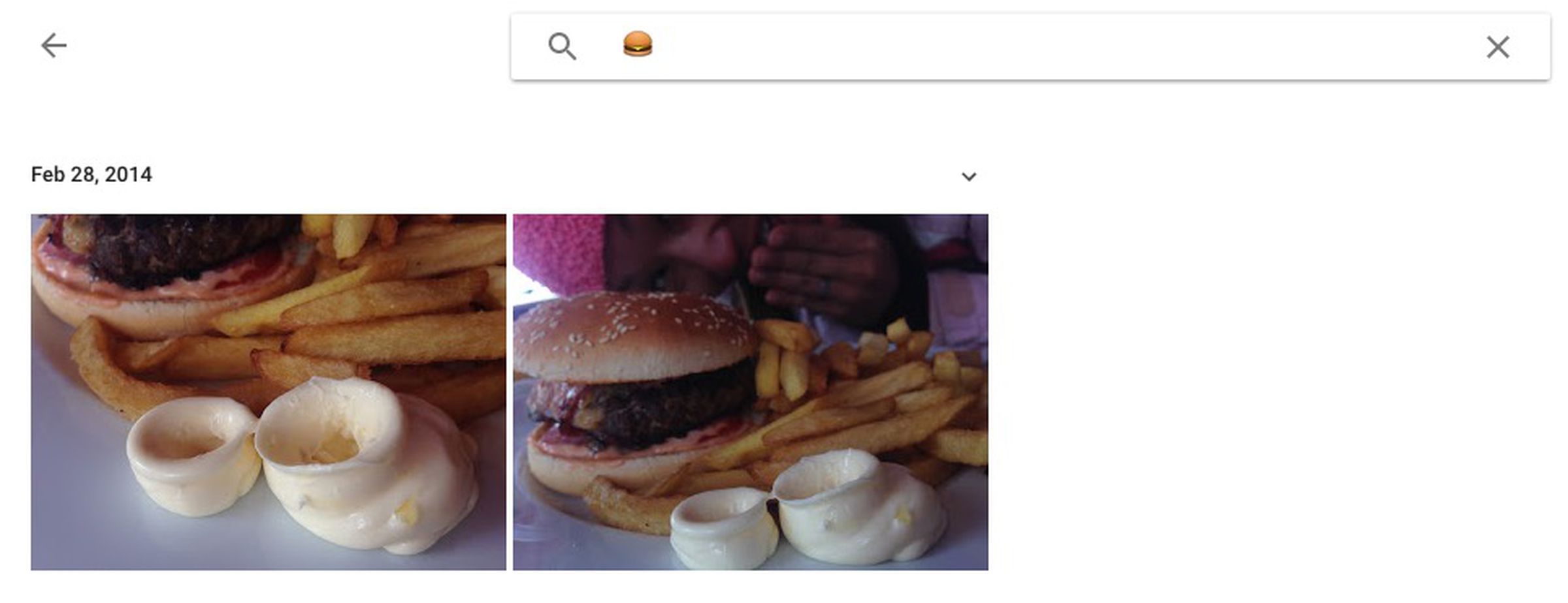 google photos emoji search burgers