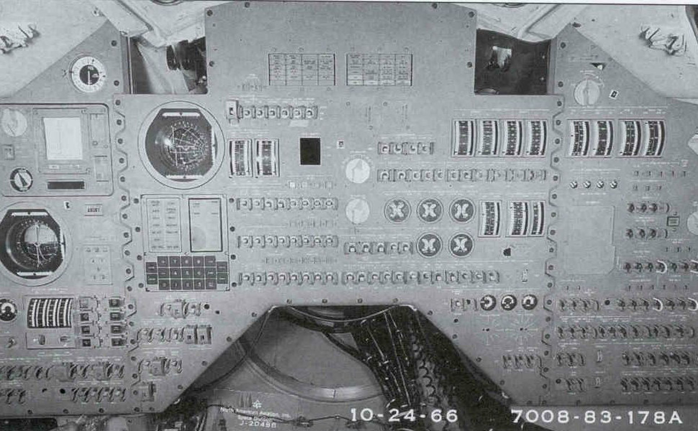 The inside of the Apollo command module, which housed the guidance computer.