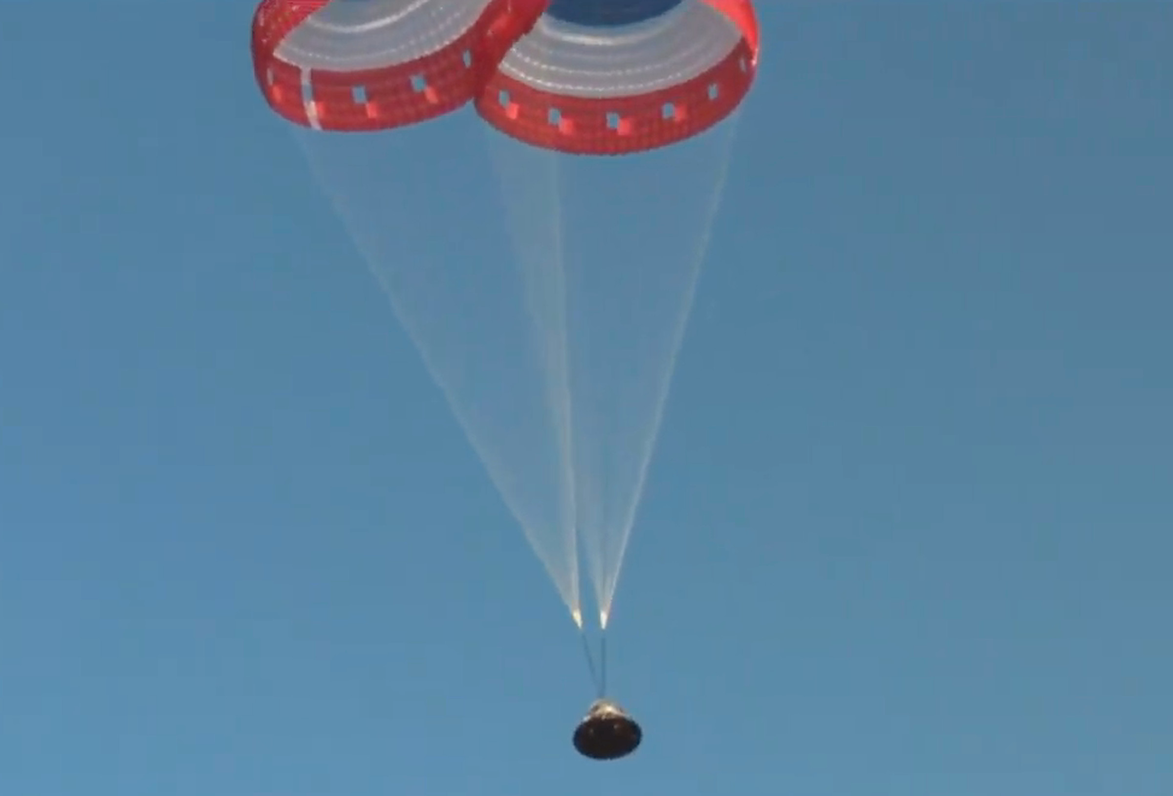 Parachuted deployed during the pad abort test.