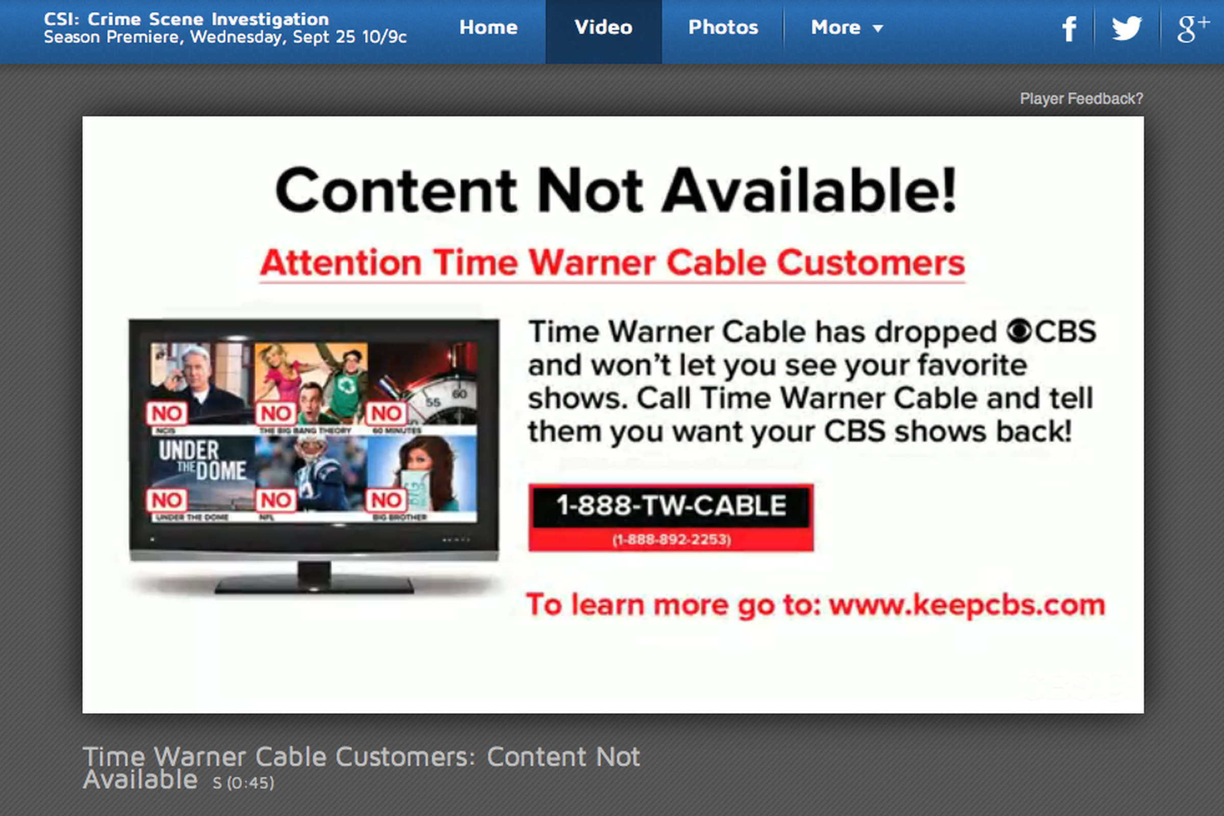 CBS TWC block online net neutrality