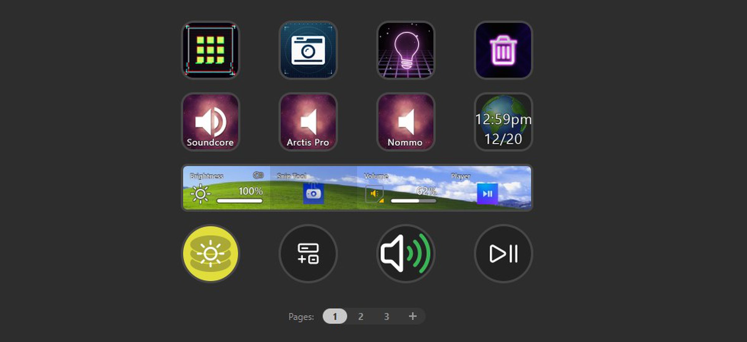 My current Stream Deck profile allows me to control media playback, my office smart lighting, and some additional desktop features.