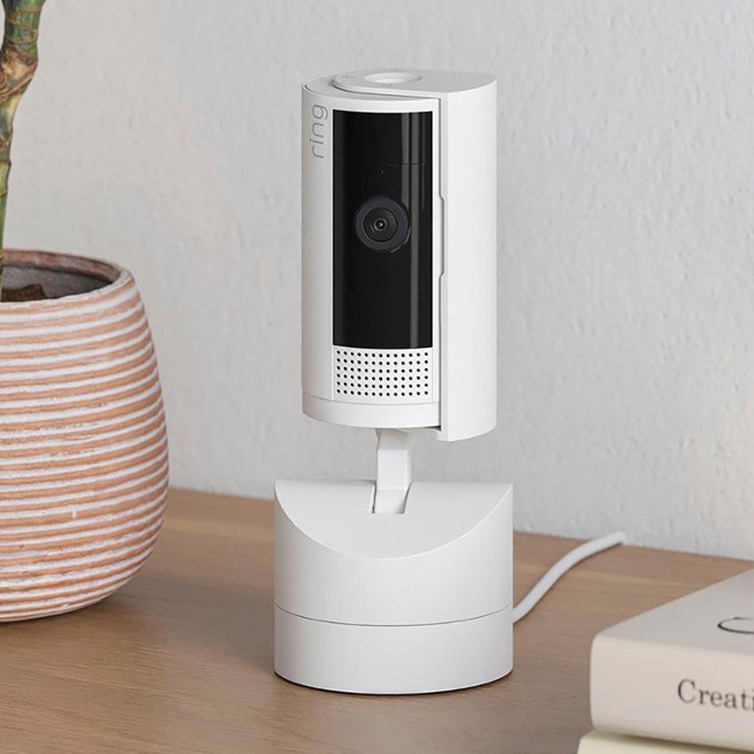 Ring’s latest wired security camera is a lot like the Ring Indoor Cam, only with a motorized base and a lengthy USB-C power cable.