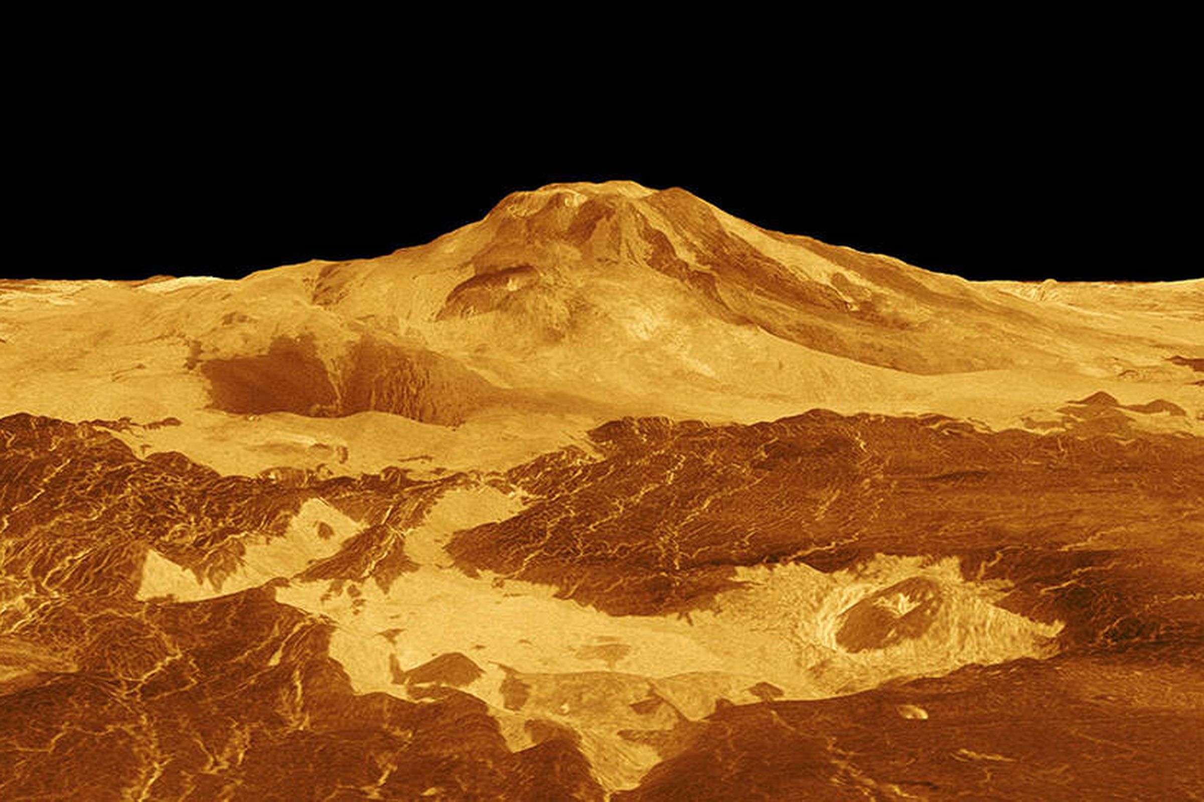 3D rendering of a volcano on Venus