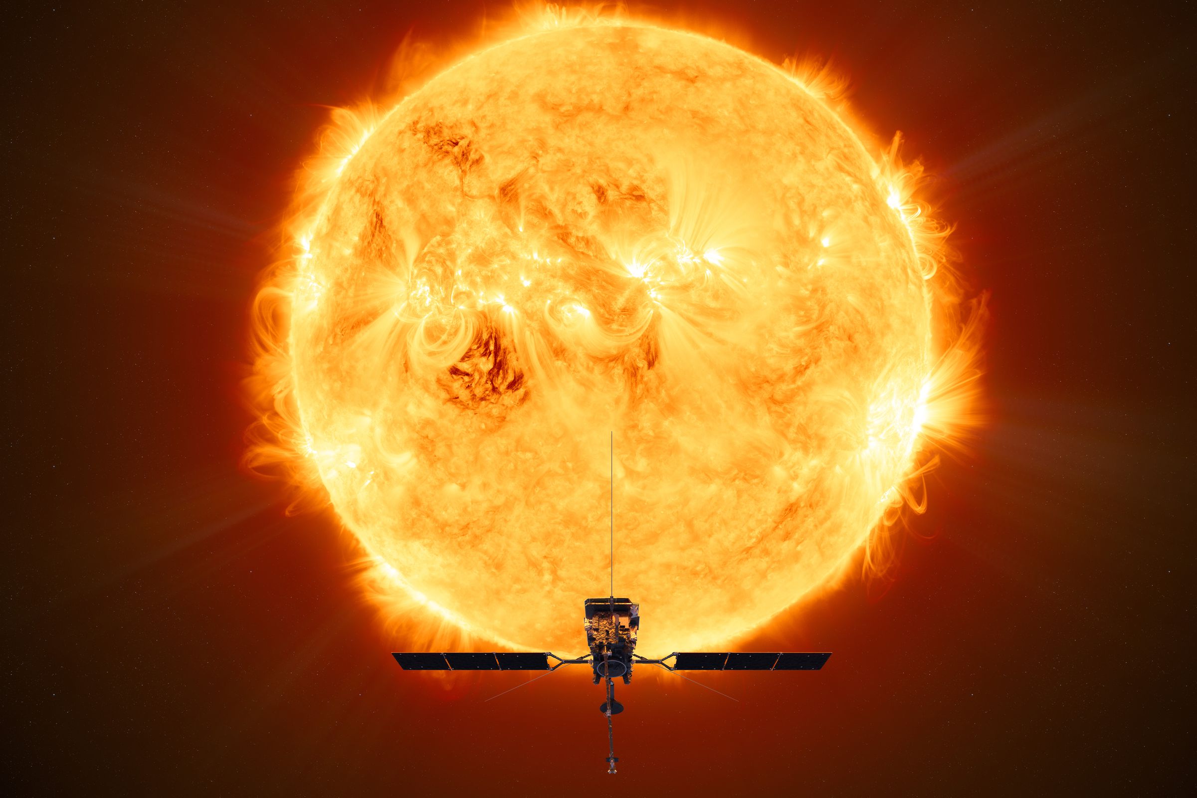 An artistic rendering of ESA’s Solar Orbiter.