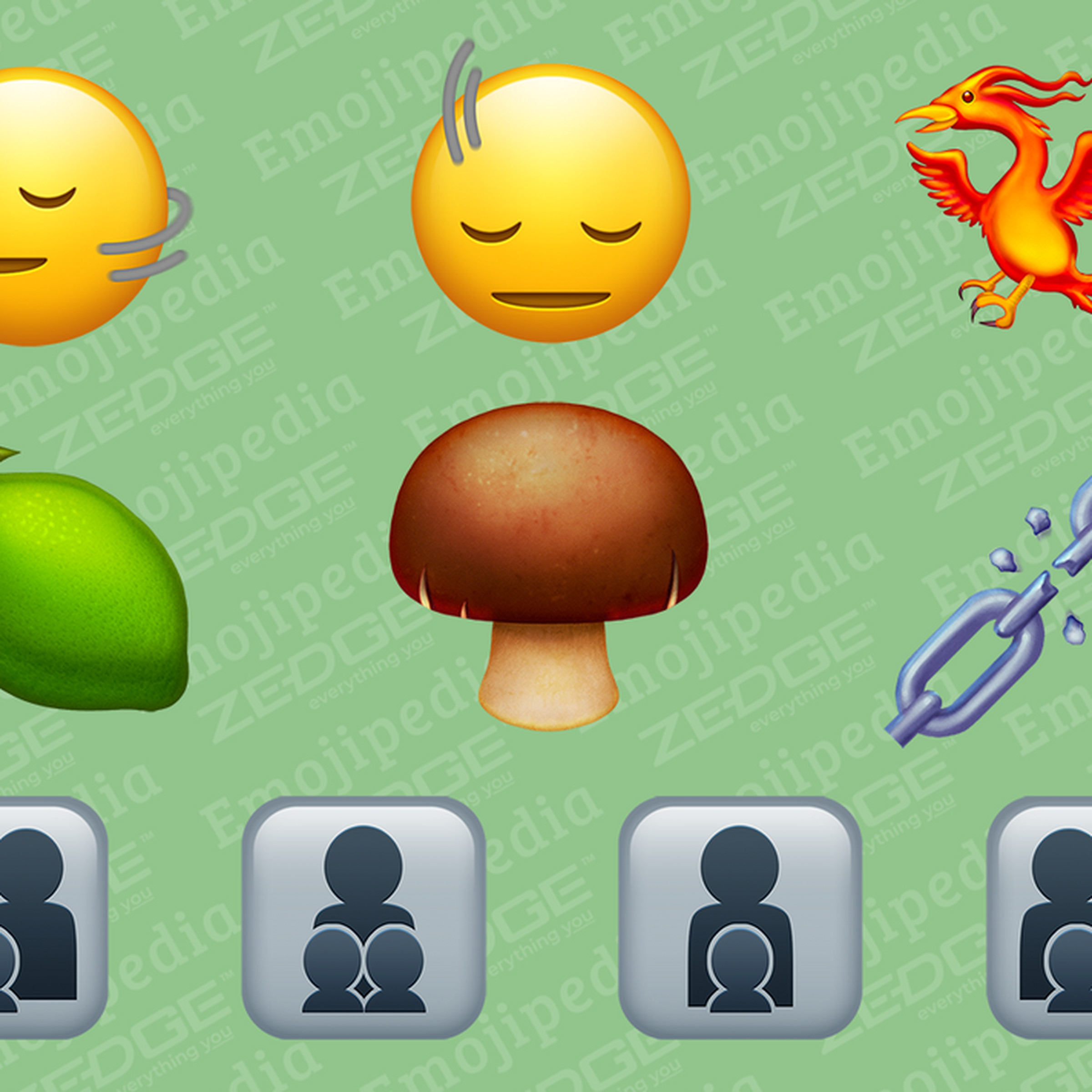Emojipedia’s renderings of what some of the new emoji in Emoji 15.1 might look like.