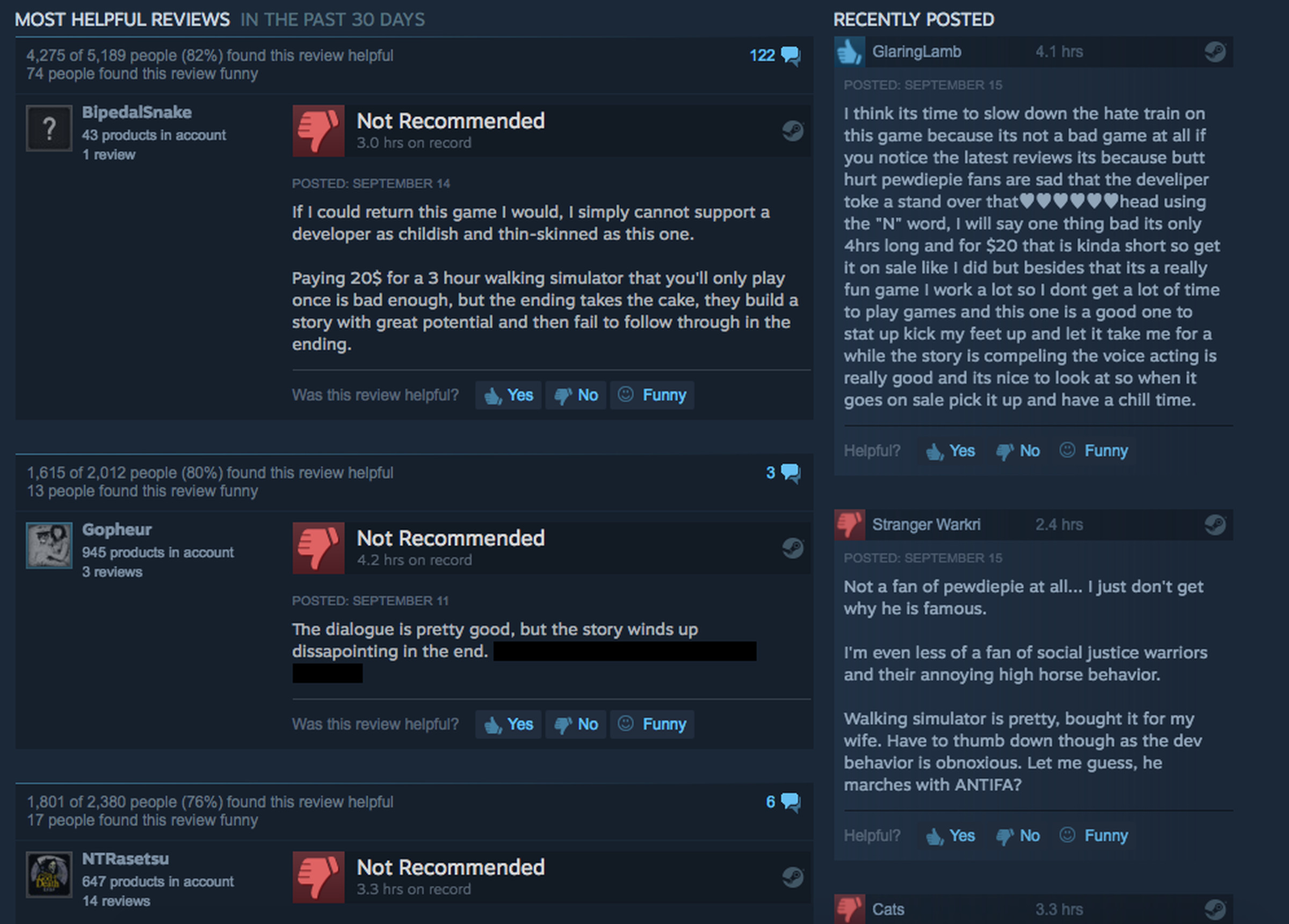 Steam Reviews, Firewatch