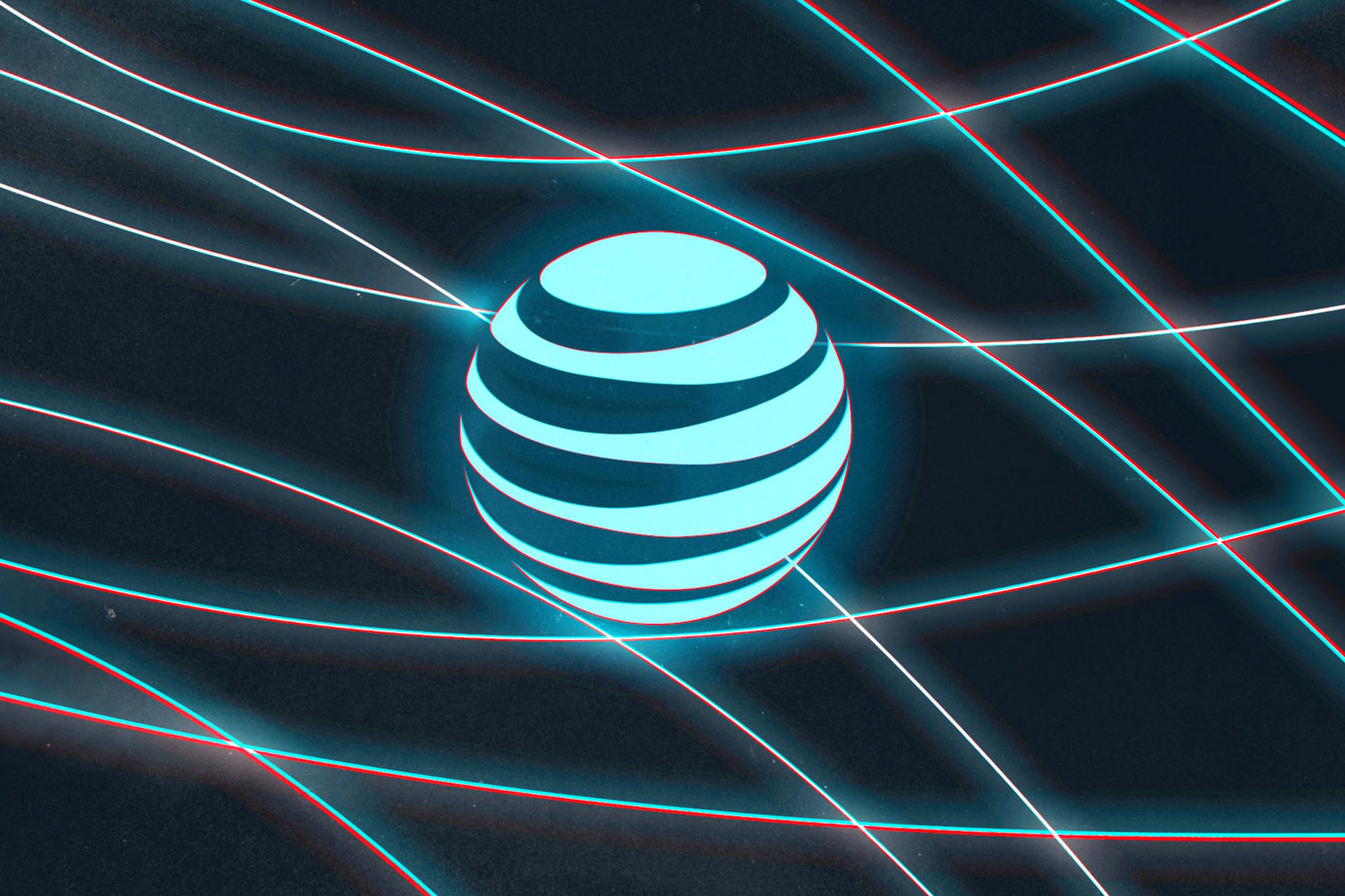 Illustration of the AT&amp;T logo on a dark blue background.