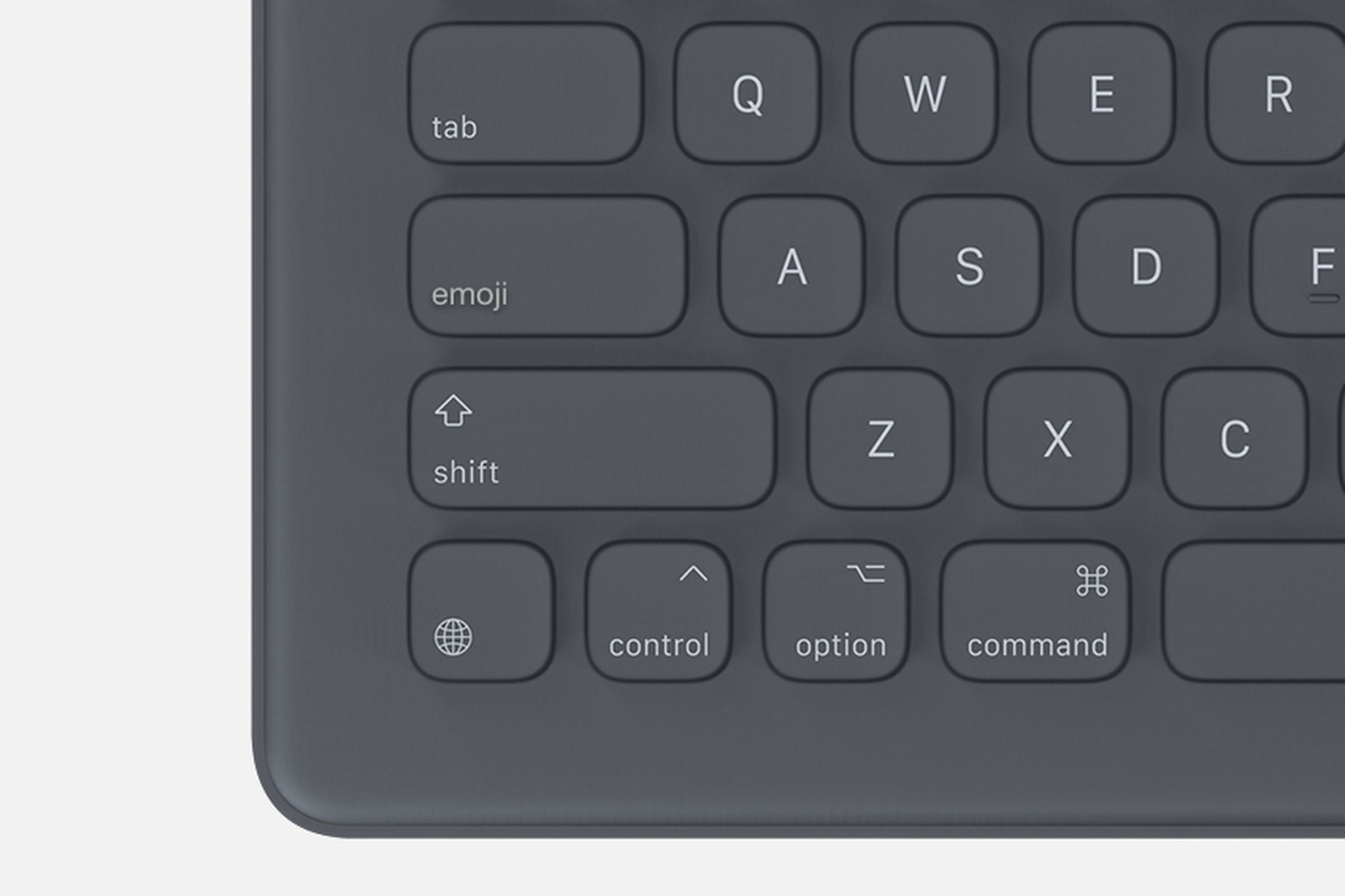A mock-up showing Apple’s Smart Keyboard with an emoji key. 