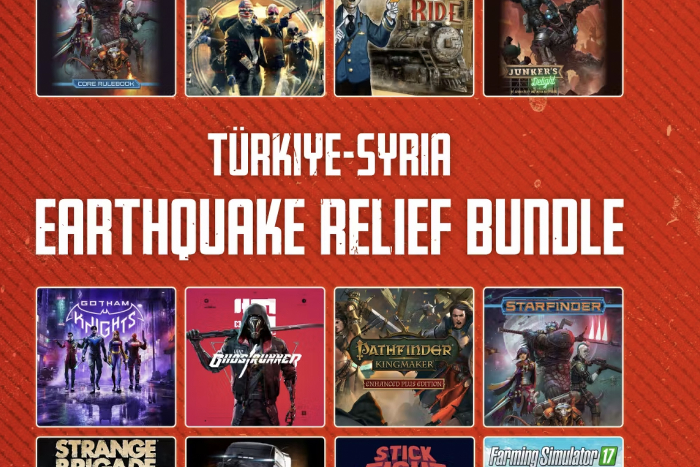 A screenshot showing a graphic advertising Humble Bundle’s earthquake relief bundle