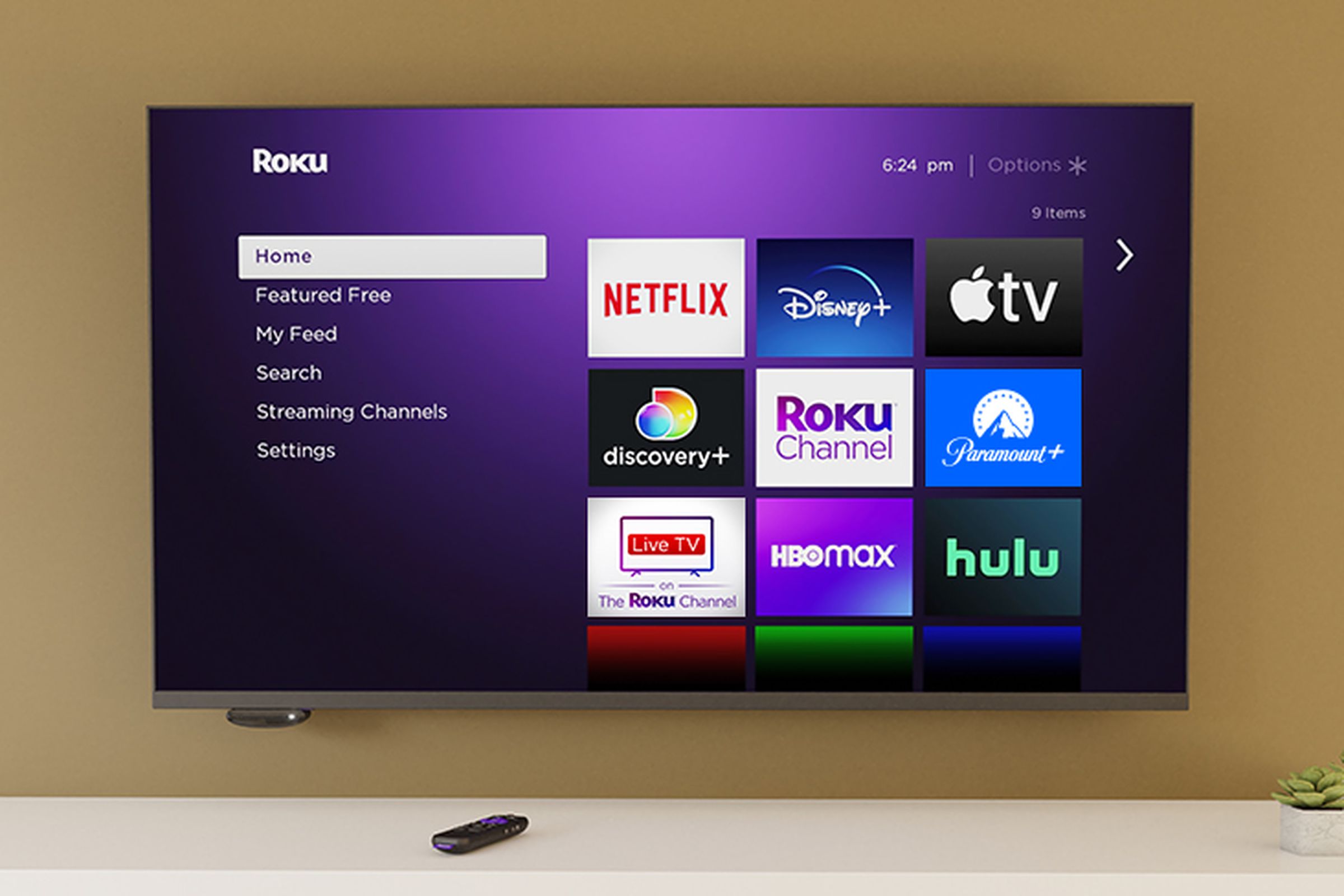 Roku’s live TV app displayed on the home screen in Roku OS 10.5.