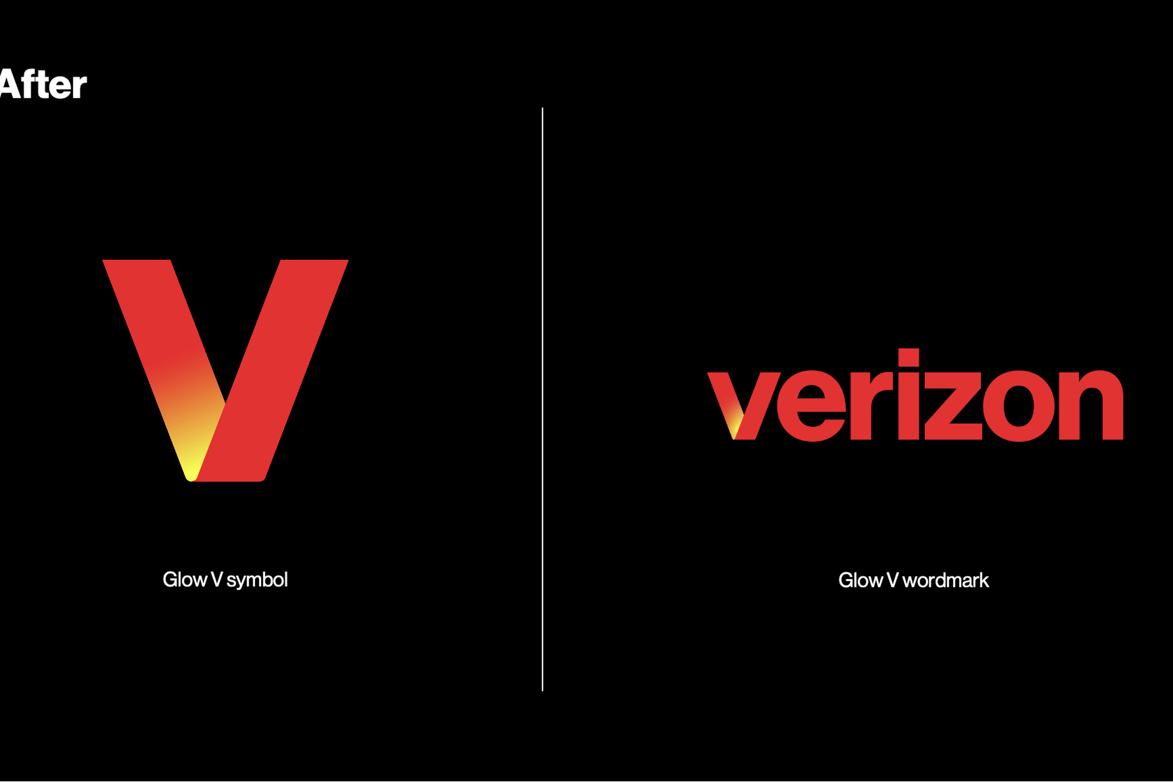 The new V-shaped logo next to the name Verizon.