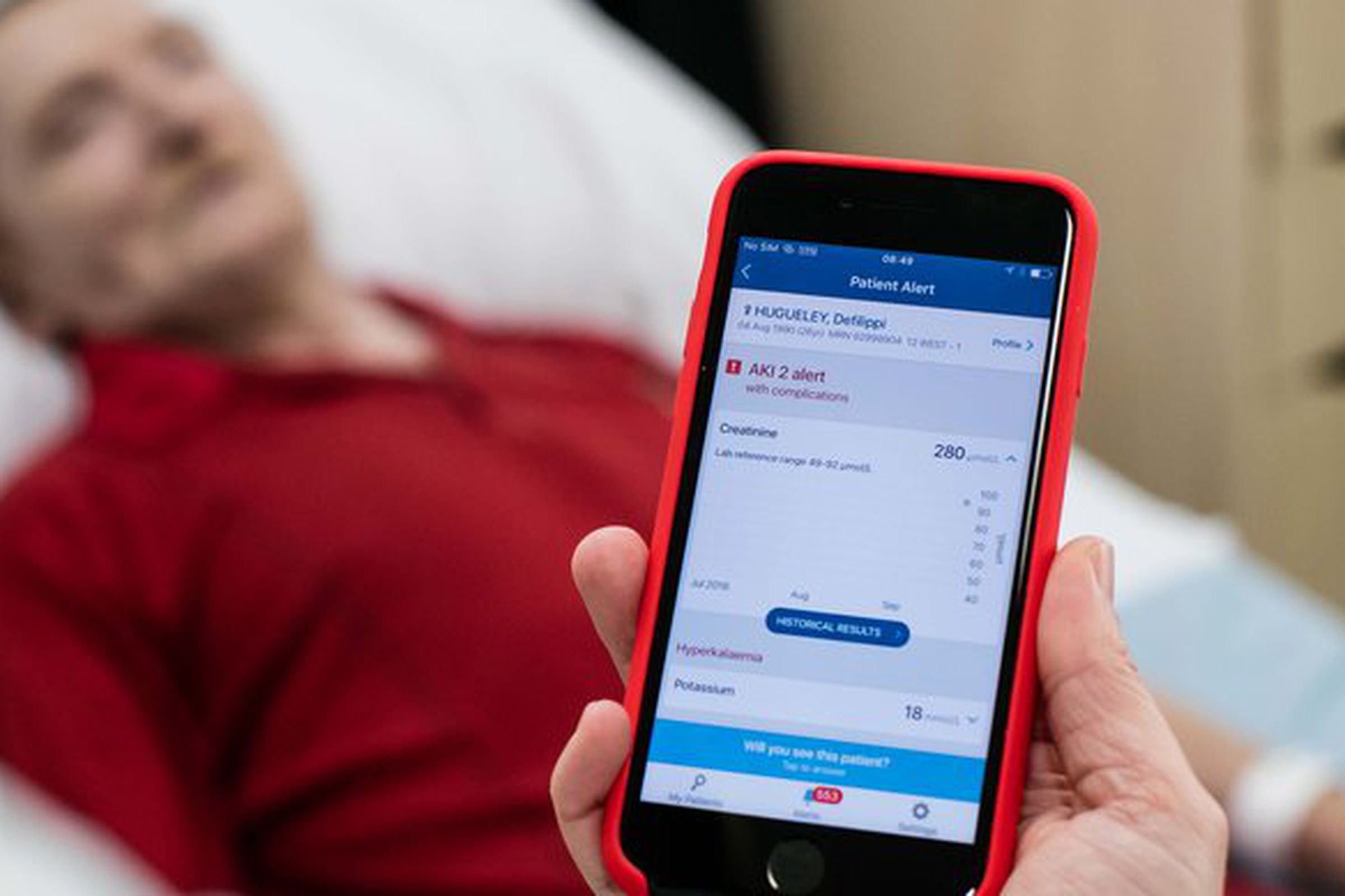 DeepMind’s Streams app is used to filter patient’s medical data. 