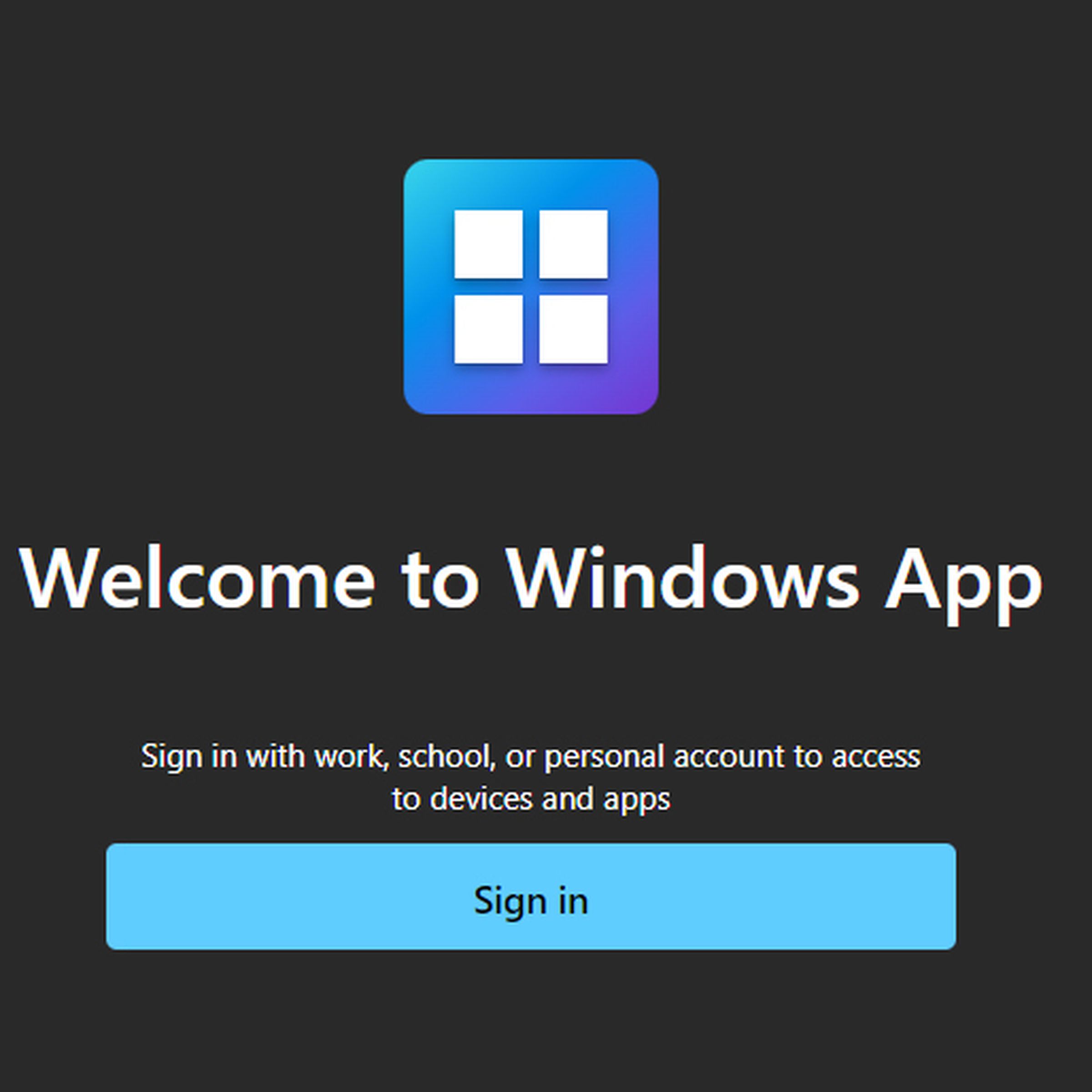 Screenshot of the Windows App running on Windows