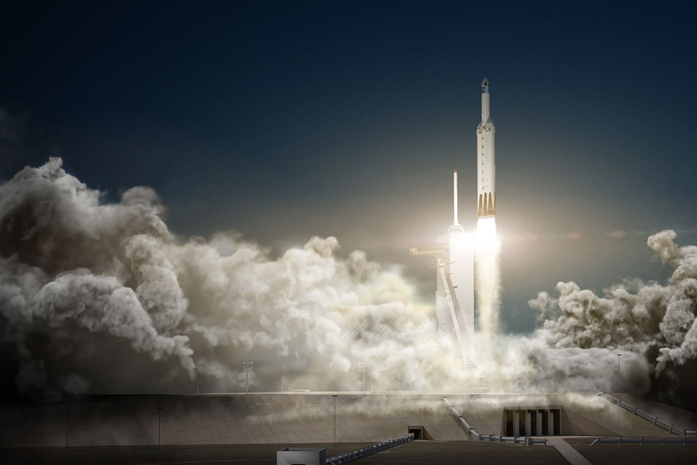 A rendering of the Falcon Heavy
