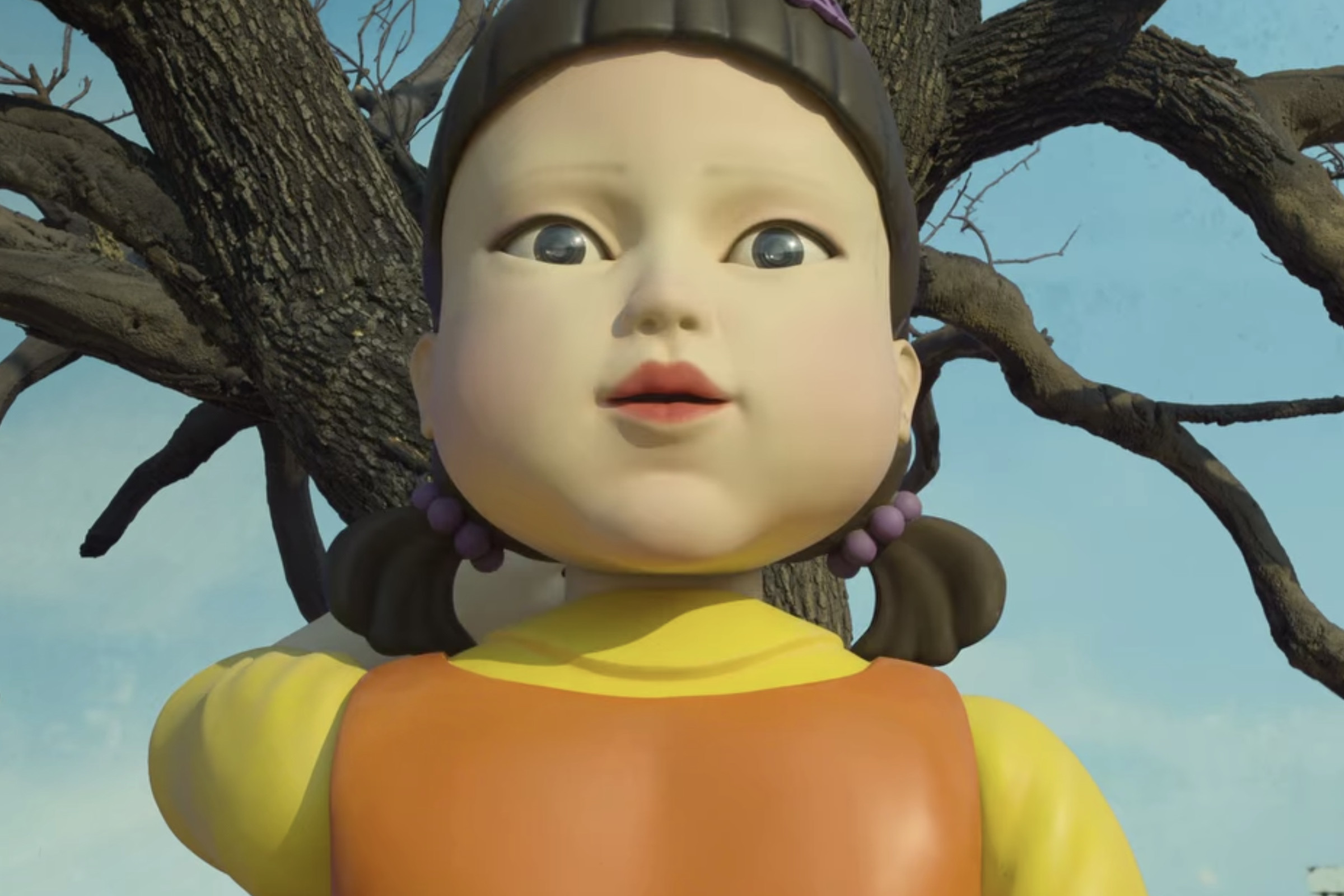 The doll used in the Netflix series Squid Game during a game of Red Light, Green Light.