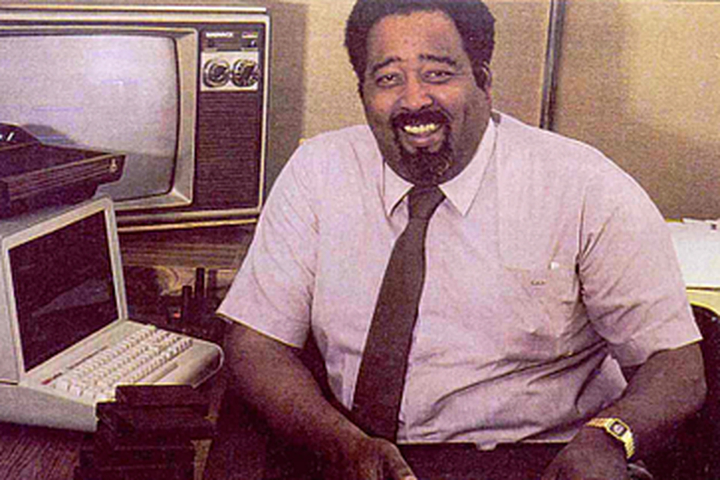 Gerald Lawson pictured with the Fairchild Channel F home console